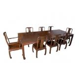 ROSEWOOD ORIENTAL BANQUET TABLE AND 8 CHAIRS