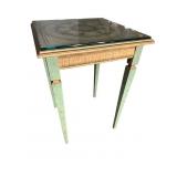PAINT DECORATED MEDALLION TOP GLASS TOP TABLE