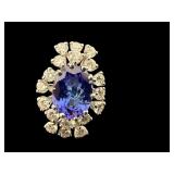 18K WHITE GOLD TANZANITE & DIAMOND RING
