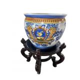 SMALL PORCELAIN FISH BOWL PLANTER