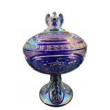 FENTON LARGE BLUE CARNIVAL GLASS BICENTENNIAL