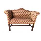 MAHOGANY FRAMED HUMPBACK CHIPPENDALE BENCH