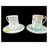 LOT OF 2 LIMOGES TEACUPS AND SAUCERS
