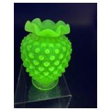 FENTON LIME GREEN OPALESCENT RUFFLE TOP VASE