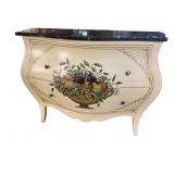 MARBLE TOP PAINT DECORATED BOMBAY CHEST