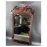 CHINOISERIE DECORATED CHINESE CHIPPENDALE MIRROR