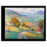 VIBRANT OIL ON CANVAS COUNTRYSIDE LANDSCAPE BY