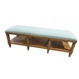MODERN DESIGN MAHOGANY UPHOLSTERED BENCH
