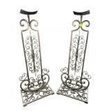 PR OF TALL IRON CANDLE STANDS