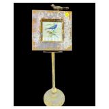 PRINT OF BIRDS IN FRAME ON STAND