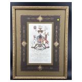 HERALDIC PRINT FEATURING COAT OF ARMS AND TITLES
