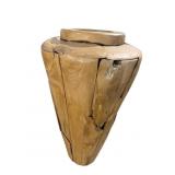 LARGE HANDMADE TEAK FARMHOUSE FLOOR VASE