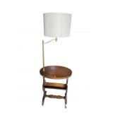 WALNUT TABLE LAMP WITH BOOKSHELF IN BOTTOM
