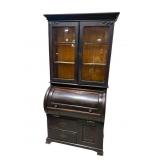 OAK CYLINDER ROLL CARVED SECRETARY