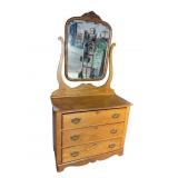 CLEAN OAK DRESSER WITH MIRROR