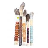 5 BONE AND CARVED CALLIGRAPHY BRUSHES