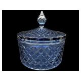 COBALT BLUE PRESSED GLASS COVERED DISH