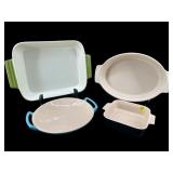 4 PC LOT OF LE CREUSET AND CUISINART CASSEROLE