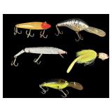 LOT OF 5 VINTAGE FISHING LURES