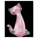 MURANO STYLE PINK & WHITE BUBBLE CAT FIGURINE