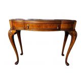BURLED WALNUT 1 DRAWER QUEEN ANNE CONSOLE TABLE