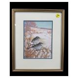 SIGNED 'WHITE THROATED SPARROW' OIL ON PAPER BY