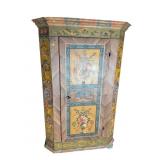 18TH CENT. PAINT DECORATED 1 DOOR CUPBOARD