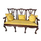 SOLID MAHOGANY 3 SEAT CHIPPENDALE BENCH