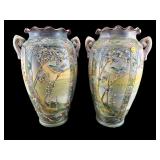 2 LARGE SATSUMA PORCELAIN VASES
