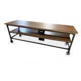INDUSTRIAL STYLE OAK AND METAL TV STAND
