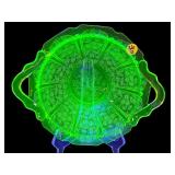 GREEN DEPRESSION 'CHERRY BLOSSOM' URANIUM GLASS 2