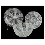 3 PC LOT CUT CRYSTAL BOWLS/PLATE