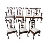 7 MAHOGANY CHIPPENDALE CHAIRS