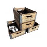 4 BALENTINE WOODEN BOTTLE CRATES