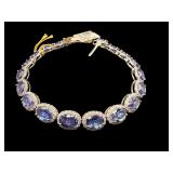 14K WHITE GOLD TANZANITE & DIAMOND BRACELET