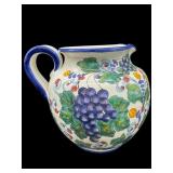 HAND PAINTED ARTIST SIGNED GRAPE PORCELAIN PITCHER