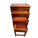 SET OF 4 ROSEWOOD ORIENTAL STACKING TABLES