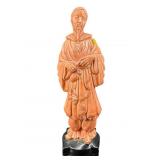 CHINESE EMPEROR CORAL RED CERAMIC STATUE
