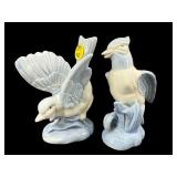PR OF PORCELAIN BLUE AND WHITE BLUEBIRD FIGURES