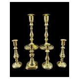 6 PC LOT BALDWIN BRASS CANDLESTICKS