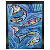 THREE FISH ACRYLIC ON BOARD BY MARIE NOLAN 2020