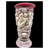 AMETHYST INCOLAY STONE FIGURAL CARVED VASE