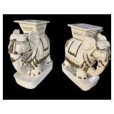 2 LARGE PORCELAIN ELEPHANT GARDEN SEATS