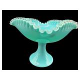 RARE LARGE FENTON SILVER TURQUOISE CREST FOOTED