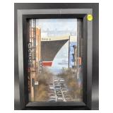 LLOYD GARRIS QUEEN MARY OIL ON CANVAS SHIP IN