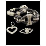 DESIGNER JOAN BOYCE BLACK & CLEAR CRYSTAL BANGLE