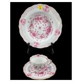 3 PC LOT MEISSEN PINK INDIAN PORCELAIN
