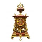 ANTIQUE FRENCH BRONZE & MARBLE MANTLE CLOCK