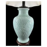 LARGE CELADON STYLE PORCELAIN TABLE LAMP
