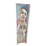 SIGNED AND PAINTED 1 DOOR METAL CABINET BY RON GO